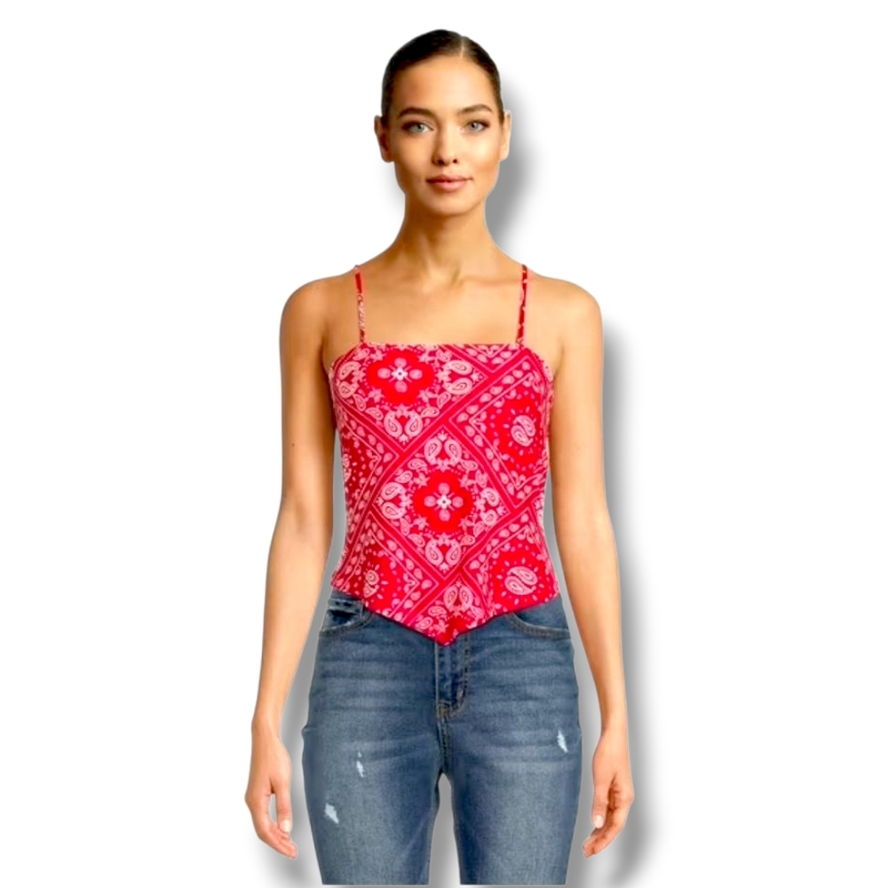 No Boundaries Red Bandana Tube Top With Removable Straps | Junior's XXXL - Picture 3 of 11